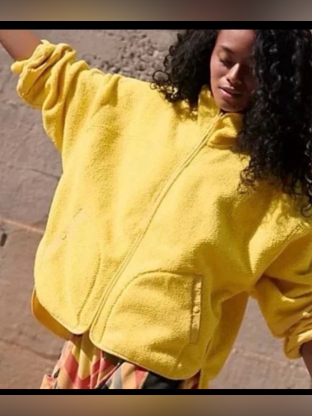 Free People Movement Ziggy Up Poly Fleece Jacket S Yellow NWOT